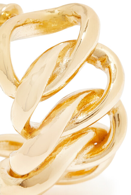 أقراط برونكس دائرية بتصميم سلسلة معدن مطلي بالذهب